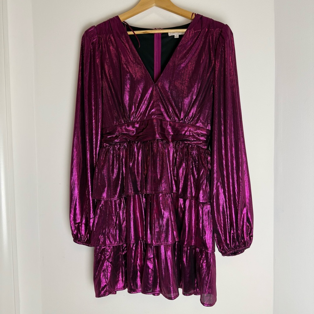 Flying Tomato Metallic Fuchsia Short Long Sleeves Sz M